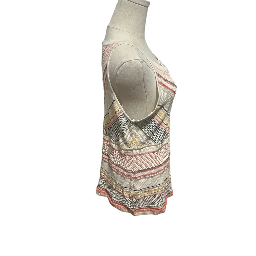 WHBM White House Black Market Striped Knit Sleeveless Top Ivory Sz Large - Picture 3 of 7